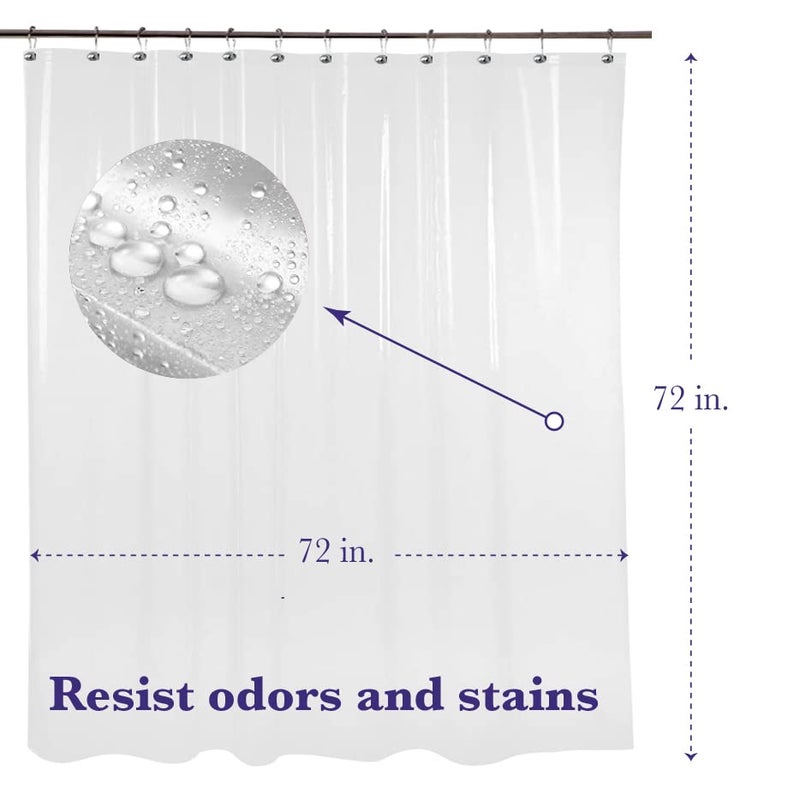 Epica Shower Curtain â€“ Strongest Heavy-Duty Clear Vinyl 72x72 Shower Curtain Liner â€“ Stain & Soap Scum Resistant with Rust-Proof Metal Grommets (Clear) - Image 4